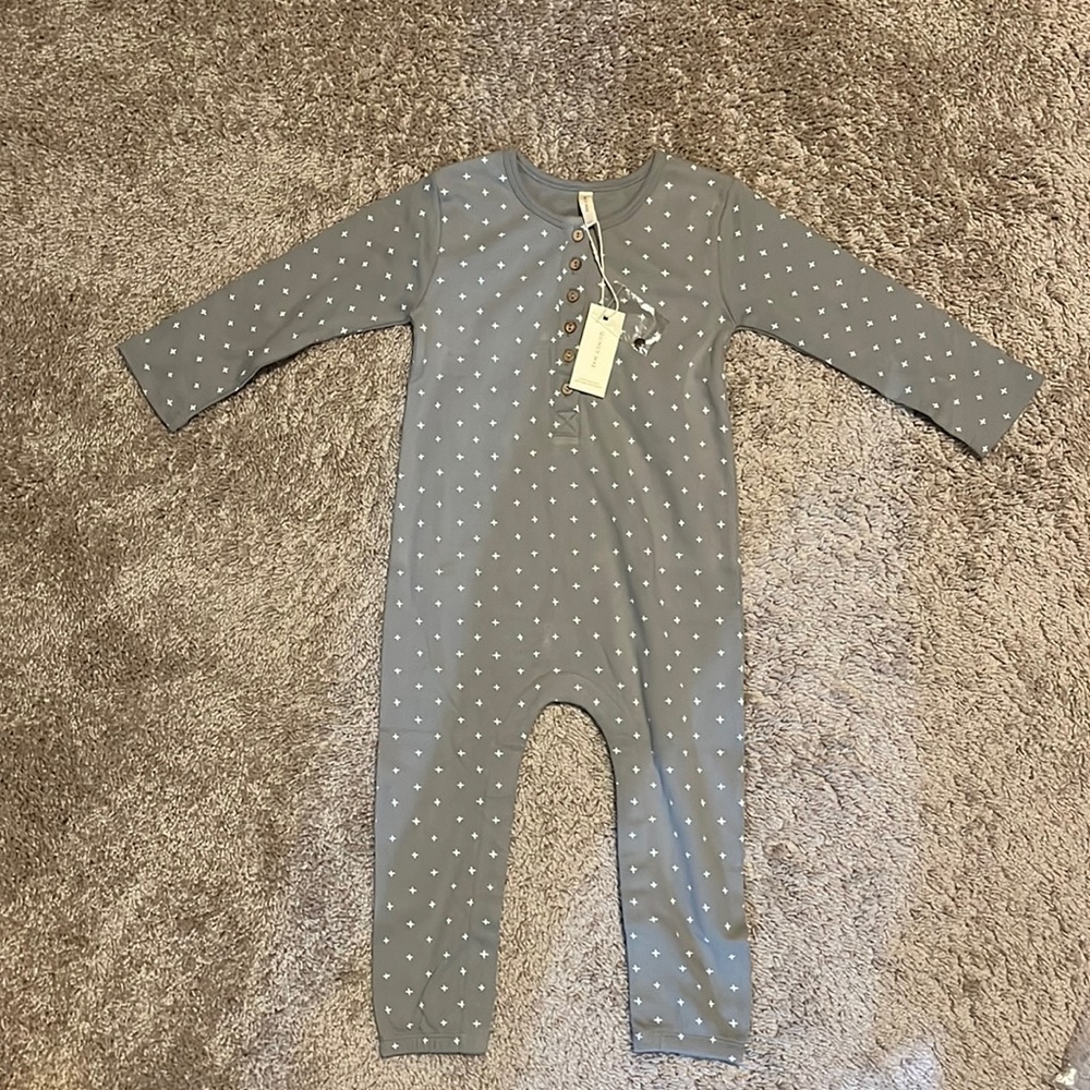 Quincy Mae Dusty Blue Long Sleeve Jumpsuit - Light Steel Blue / Size 2-3y